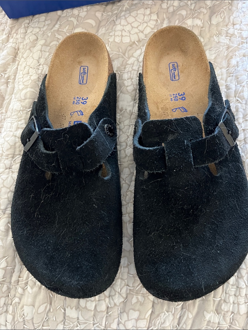 Birkenstock Black Suede-Style Slip-On Clogs with Buckle